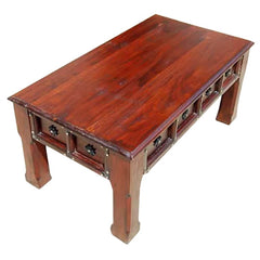 Boston Rustic Handcrafted Solid Wood Coffee Table W Iron Accents Brown Boston Rustic Handcrafted Solid Wood Coffee Table W Iron Accents Brown