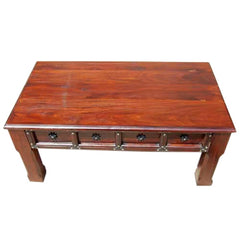 Boston Rustic Handcrafted Solid Wood Coffee Table W Iron Accents Brown Boston Rustic Handcrafted Solid Wood Coffee Table W Iron Accents Brown