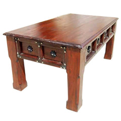 Boston Rustic Handcrafted Solid Wood Coffee Table W Iron Accents Brown Boston Rustic Handcrafted Solid Wood Coffee Table W Iron Accents Brown