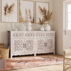 Indian Handmade Solid Wood Carved Sideboard Indian Handmade Solid Wood Carved Sideboard