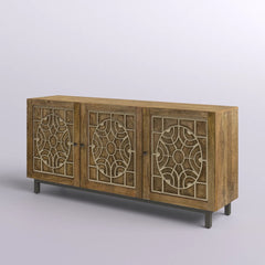 Indian Hand Carved 3 Door Solid Wood Sideboard Indian Hand Carved 3 Door Solid Wood Sideboard