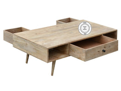 Avalon Indian Solid Wood Coffee Table With Drawers Natural Avalon Indian Solid Wood Coffee Table With Drawers Natural