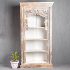 Rajasthan Handcarved Indian Furniture Wooden Arch Bookshelf Rajasthan Handcarved Indian Furniture Wooden Arch Bookshelf