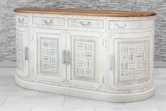 Indian Hand Carved Solid Wooden 4 Door & 4 Drawers Sideboard White 03 Indian Hand Carved Solid Wooden 4 Door & 4 Drawers Sideboard White 03
