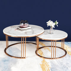 The Mystique Tube Set of 2 Nesting Coffee Table - Rose Gold (Stainless Steel) The Mystique Tube Set of 2 Nesting Coffee Table - Rose Gold (Stainless Steel)