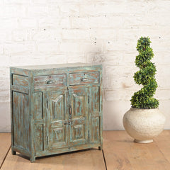 Indian Vintage Hand-Carved Cabinet Rustic Multicolour Indian Vintage Hand-Carved Cabinet Rustic Multicolour