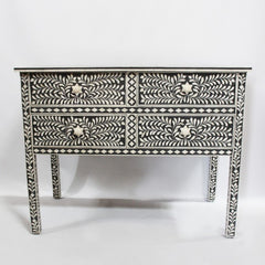 Maaya Bone Inlay Sideboard Black and White Floral S Maaya Bone Inlay Sideboard Black and White Floral S