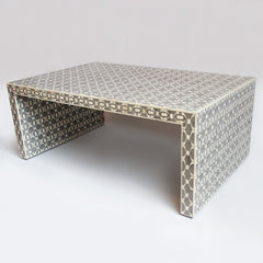 Maaya Bone Inlay Rectangular Coffee Table Grey Geometric Maaya Bone Inlay Rectangular Coffee Table Grey Geometric
