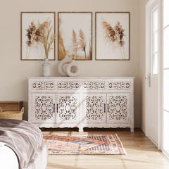 Indian Handmade Solid Wood Carved Sideboard Indian Handmade Solid Wood Carved Sideboard