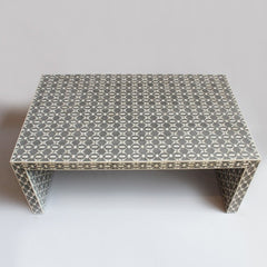 Maaya Bone Inlay Rectangular Coffee Table Grey Geometric Maaya Bone Inlay Rectangular Coffee Table Grey Geometric