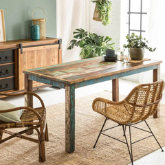 The Attic Solid Wood 6 Seater Dining Table Multicolor The Attic Solid Wood 6 Seater Dining Table Multicolor