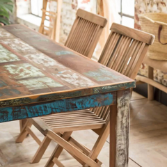 The Attic Solid Wood 6 Seater Dining Table Multicolor The Attic Solid Wood 6 Seater Dining Table Multicolor