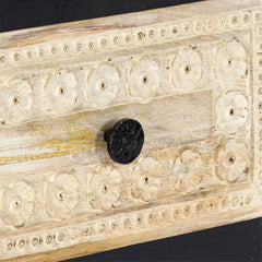 Indian Hand Carved  2-Drawer Solid Wood Bedside Table 18 Indian Hand Carved  2-Drawer Solid Wood Bedside Table 18