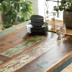 The Attic Solid Wood 6 Seater Dining Table Multicolor The Attic Solid Wood 6 Seater Dining Table Multicolor