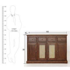 The Attic Francisco Cane Solid Wood Sideboard Honey The Attic Francisco Cane Solid Wood Sideboard Honey