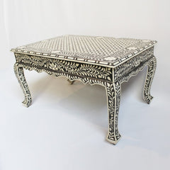 Maaya Bone Inlay Coffee Table Black White Geometric Maaya Bone Inlay Coffee Table Black White Geometric