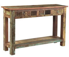 Rainbow Reclaimed Wood carved Console Hall Table Rainbow Reclaimed Wood carved Console Hall Table