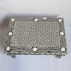 Maaya Bone Inlay Coffee Table Black White Geometric Maaya Bone Inlay Coffee Table Black White Geometric