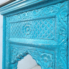 Hand Carved Antique Indian Solid Wood Wooden Mirror Frame Blue 56x11x98cm Hand Carved Antique Indian Solid Wood Wooden Mirror Frame Blue 56x11x98cm