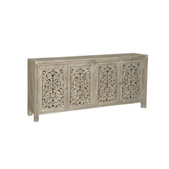Indian Hand Carved 4 Door Solid Wood Sideboard Indian Hand Carved 4 Door Solid Wood Sideboard