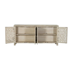 Indian Hand Carved 4 Door Solid Wood Sideboard Indian Hand Carved 4 Door Solid Wood Sideboard