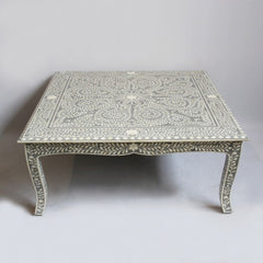 Maaya Bone Inlay Coffee Table Grey White Floral Maaya Bone Inlay Coffee Table Grey White Floral