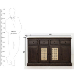 The Attic Francisco Cane Solid Wood Sideboard Walnut The Attic Francisco Cane Solid Wood Sideboard Walnut