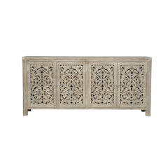 Indian Hand Carved 4 Door Solid Wood Sideboard Indian Hand Carved 4 Door Solid Wood Sideboard