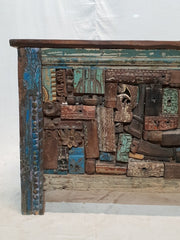 Solid Reclaimed Wood Antique Carved Panel Console Hall Table 167x36x82cm Solid Reclaimed Wood Antique Carved Panel Console Hall Table 167x36x82cm