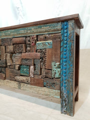 Solid Reclaimed Wood Antique Carved Panel Console Hall Table 167x36x82cm Solid Reclaimed Wood Antique Carved Panel Console Hall Table 167x36x82cm