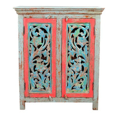 Jali Carved Indian Solid wood Multi coloured Sideboard Jali Carved Indian Solid wood Multi coloured Sideboard