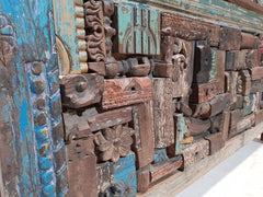 Solid Reclaimed Wood Antique Carved Panel Console Hall Table 167x36x82cm Solid Reclaimed Wood Antique Carved Panel Console Hall Table 167x36x82cm