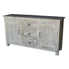Indian Hand Carved 2 Door & 3 Drawers Solid Wood Sideboard Indian Hand Carved 2 Door & 3 Drawers Solid Wood Sideboard