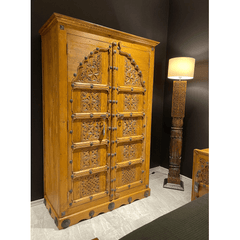 Indian Hand Carved Solid Wooden Cupboard Wardrobe D32 Indian Hand Carved Solid Wooden Cupboard Wardrobe D32
