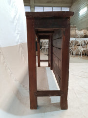 Solid Reclaimed Wood Antique Carved Panel Console Hall Table 167x36x82cm Solid Reclaimed Wood Antique Carved Panel Console Hall Table 167x36x82cm