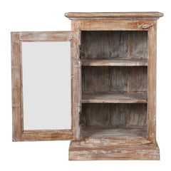 Indian Hand Carved Glass Door Solid Wood Small Cabinet D20 Indian Hand Carved Glass Door Solid Wood Small Cabinet D20