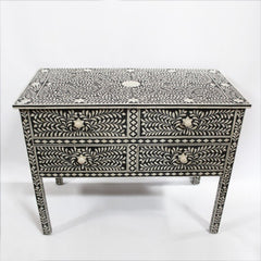 Maaya Bone Inlay Sideboard Black and White Floral S Maaya Bone Inlay Sideboard Black and White Floral S