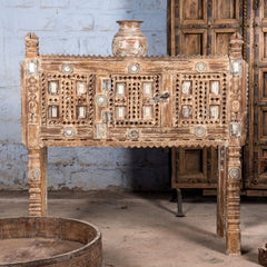 Hand carved Furniture Antique Solid Wood Damchiya Dowry with Drawer in Brown Hand carved Furniture Antique Solid Wood Damchiya Dowry with Drawer in Brown