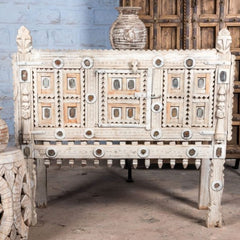 Rajasthan Hand carved Furniture Antique Solid Wood Damchiya Whitewash Finish Rajasthan Hand carved Furniture Antique Solid Wood Damchiya Whitewash Finish