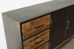 Angle Industrial Metal and Solid Wood Melbourne Buffet Sideboard with 3 drawers Angle Industrial Metal and Solid Wood Melbourne Buffet Sideboard with 3 drawers