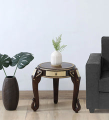 Shanti Surprise Solid Wood End Table In Walnut Finish With Drawer Shanti Surprise Solid Wood End Table In Walnut Finish With Drawer