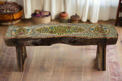 Avani Hand Painted Vintage Wooden Bench B8 Avani Hand Painted Vintage Wooden Bench B8