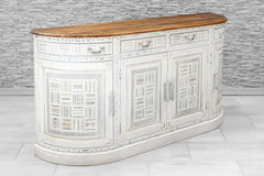 Indian Hand Carved Solid Wooden 4 Door & 4 Drawers Sideboard White 03 Indian Hand Carved Solid Wooden 4 Door & 4 Drawers Sideboard White 03