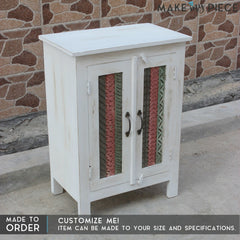 Rainbow Block Print Reclaimed boat wood Small Sideboard Buffet Carved doors 90cm Rainbow Block Print Reclaimed boat wood Small Sideboard Buffet Carved doors 90cm