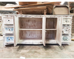 Rustica Reclaimed wood boat timber sideboard Buffet White 200x50x90cm Rustica Reclaimed wood boat timber sideboard Buffet White 200x50x90cm