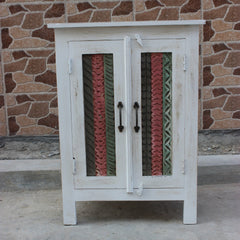 Rainbow Block Print Reclaimed boat wood Small Sideboard Buffet Carved doors 90cm Rainbow Block Print Reclaimed boat wood Small Sideboard Buffet Carved doors 90cm