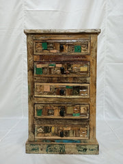 Liberty Reclaimed Wood Boat Timber Small Tallboy Chest of 5 Drawers 45x38x75cm Liberty Reclaimed Wood Boat Timber Small Tallboy Chest of 5 Drawers 45x38x75cm