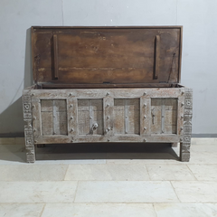 Indian Antique Tribal Beautiful Hand Carved Art Solid Wooden Blanket Box Grey 160x60x70cm Indian Antique Tribal Beautiful Hand Carved Art Solid Wooden Blanket Box Grey 160x60x70cm