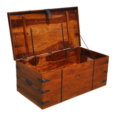 Takat Metal Large Solid Wood with Metal Accents Storage Trunk Coffee Table Chest Takat Metal Large Solid Wood with Metal Accents Storage Trunk Coffee Table Chest