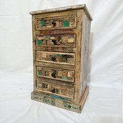 Liberty Reclaimed Wood Boat Timber Small Tallboy Chest of 5 Drawers 45x38x75cm Liberty Reclaimed Wood Boat Timber Small Tallboy Chest of 5 Drawers 45x38x75cm